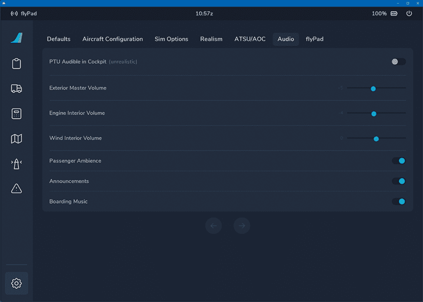 EFB Audio Settings